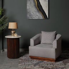 Samuel Solid Wood 1 Seater Sofa In Grey & Brown