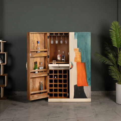 Leonardo Solid Wood Bar Cabinet