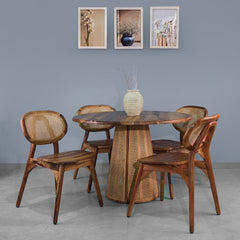 Fidel Solid Wood 4 Seater Dining Table with 4 Chairs
