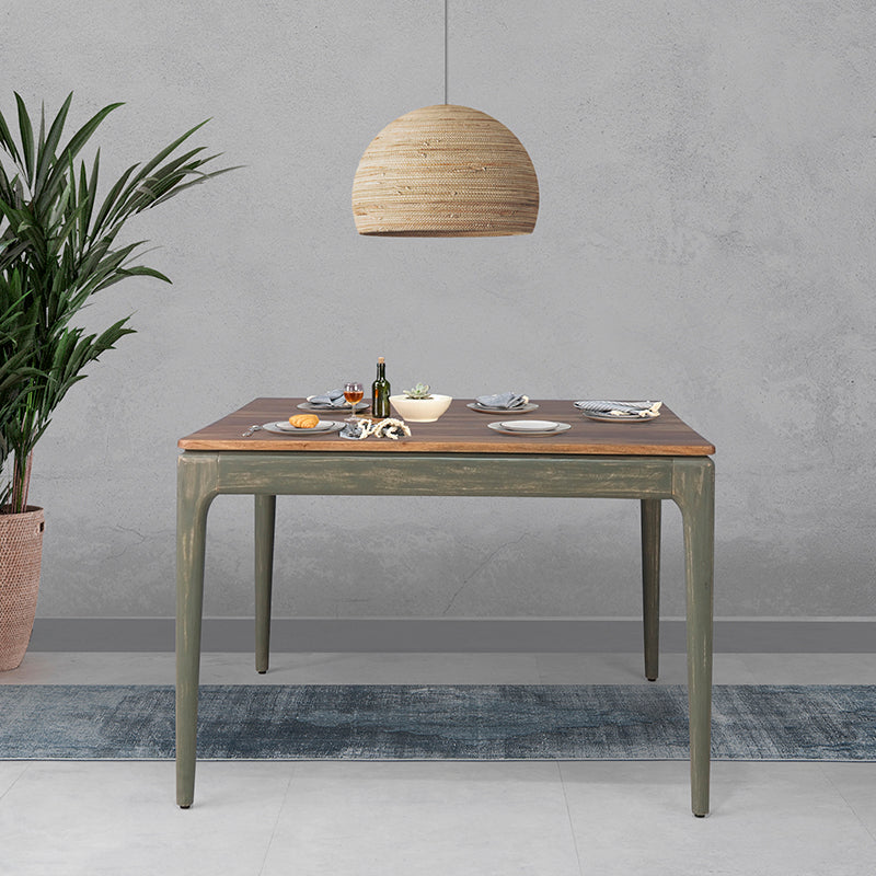 Fabuliv Table Gray Solid Wood Dining Table Kawung Solid Wood