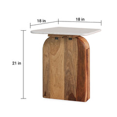 Timbero Marble Top and Wood End Table
