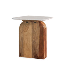 Timbero Marble Top and Wood End Table