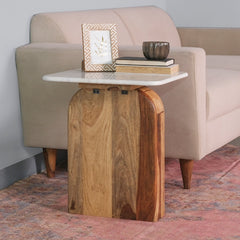 Timbero Marble Top and Wood End Table