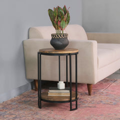 Solene Iron and Wood End Table