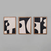 Wooden Wall Art Set of 3 in Black and White Colour