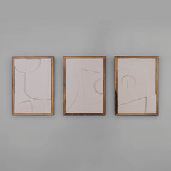 Wooden Wall Art Set of 3 in White Colour