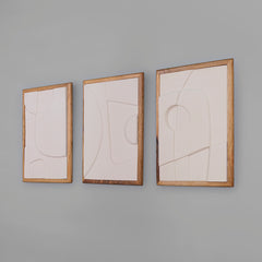 Wooden Wall Art Set of 3 in White Colour