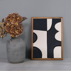 Wooden Wall Art Set of 3 in Black and White Colour