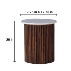 Elmora Marble Top and Wooden Round End Table