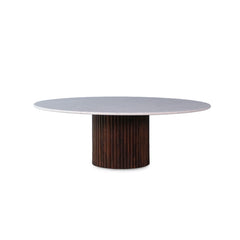 Elmora Marble Top and Wooden Round Coffee Table