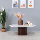 Elmora Marble Top and Wooden Round Coffee Table