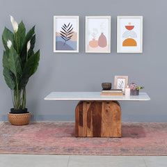 Timbero Marble Top and Wood Coffee Table