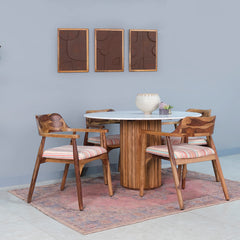 Gistel Marble Top 4 Seater Dining Set with Diego Chair