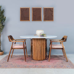 Gistel Marble Top 4 Seater Dining Set with Diego Chair