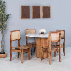 Gistel Marble Top 4 Seater Dining Set