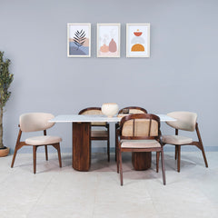 Gistel Marble Top 6 Seater Dining Set
