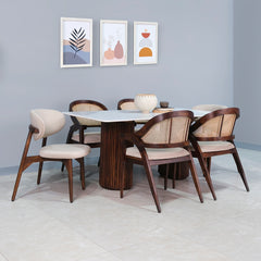 Gistel Marble Top 6 Seater Dining Set