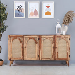 Verona Rattan Sheesham Wood Cabinet