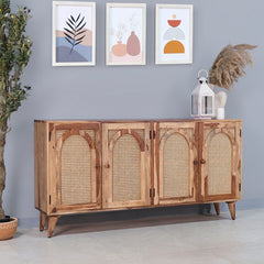 Verona Rattan Sheesham Wood Cabinet