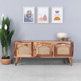 Verona Rattan Sheesham Wood TV Unit