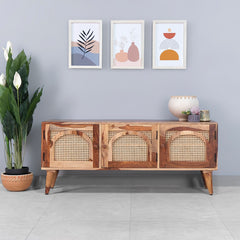 Verona Rattan Sheesham Wood TV Unit