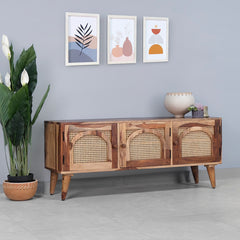 Verona Rattan Sheesham Wood TV Unit