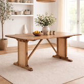 Lucas Rattan Sheesham Wood 6 Seater Dining Table