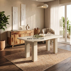 Avorio Dining Table with PU Matt Mettalic Finish