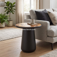 Belloro End Table in Teak & Black Colour