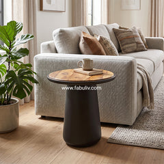 Belloro End Table in Teak & Black Colour