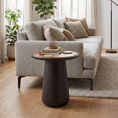 Belloro End Table in Teak & Black Colour