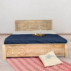 Dravidian Hand Carved Solid Wood Bed