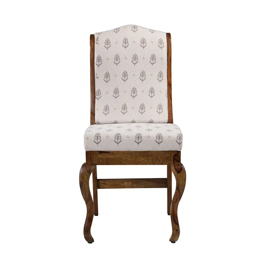 Solid Wood Dining Chair With Printed Upholstery Set of 2