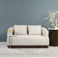 Samuel Solid Wood Two Seater Sofa in Beige & Brown - Fabuliv