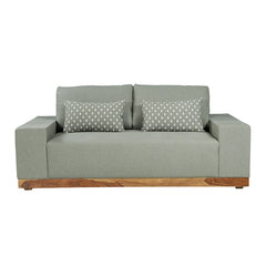 Valentina Two Seater Sofa with Sheesham Wood Base & Linen Fabric - Fabuliv