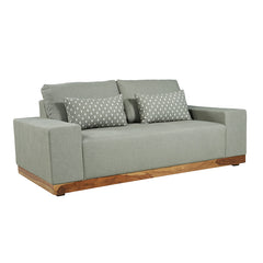 Valentina Two Seater Sofa with Sheesham Wood Base & Linen Fabric - Fabuliv