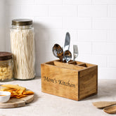 Natural wooden utensil holder