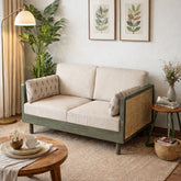 Ethan Solid Wood 2 Seater Sofa with Rattan Cane Work