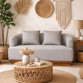 Samuel Solid Wood Two Seater Sofa In Grey & Brown