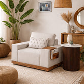 Valentina 1 Seater Sofa With Sheesham Wood Base & Linen Fabric