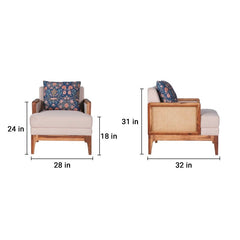 Arbor Rattan Sofa 1 Seater Textured Ivory