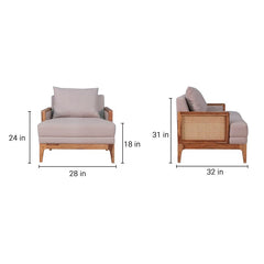 Arbor Rattan Sofa 1 Seater Textured Light Brown