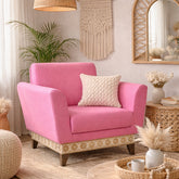 David Solid Wood Hand Carved One Seater Sofa