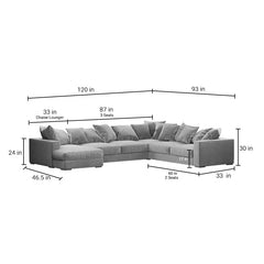 Striado Upholstered Sofa With Chaise Sectional