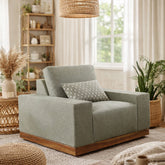 Valentina Single Seater Sofa with Sheesham Wood Base & Linen Fabric