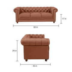 Grace Chesterfield 3 Seater Sofa in Premium Lethrite Fabric in 2 Colours