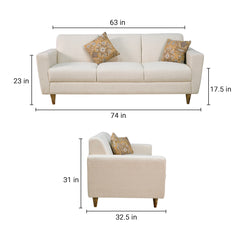 William 3 Seater Sofa in Linen Blend Fabric