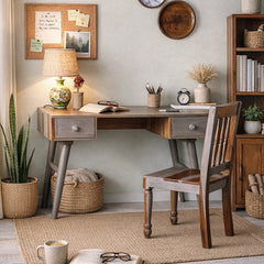 Raoul Solid Wood Study Table with Wooden Chair