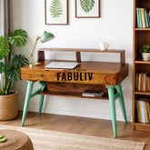 Austin Mid-Century Study Table in Vintage Green with two Drawers