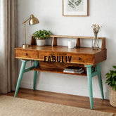 Austin Mid-Century Study Table in Vintage Green with three Drawers